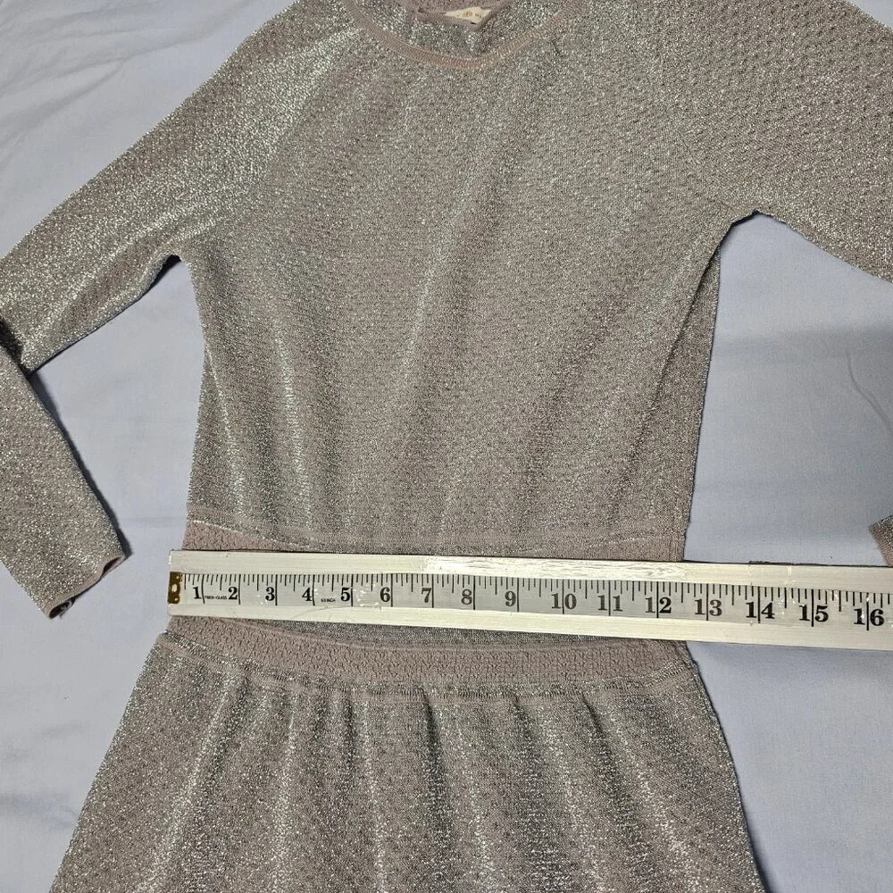 Tory Burch Isabelle Flare Neckline Cocktail Dress Women Size XS Silver Metallic